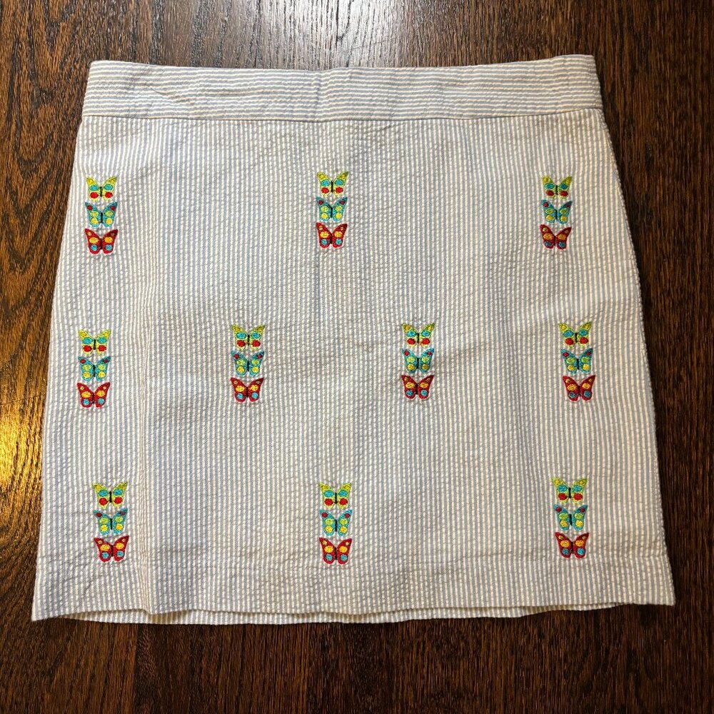 NWOT! Castaway girls' preppy embroidered seersucker skirt, Size 12